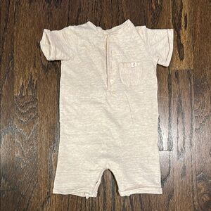 Beige Short Sleeve Baby Romper
